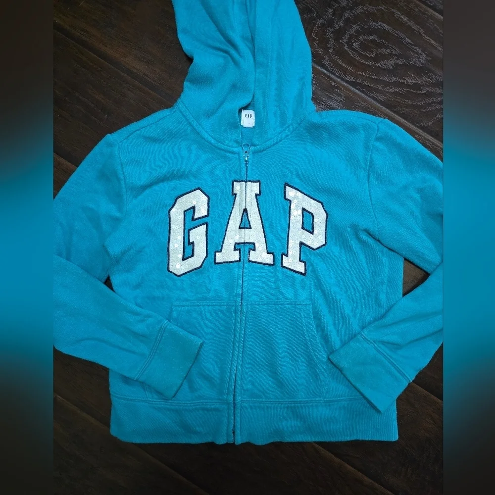 Gap Kids Full Zip Logo Blue Hoodie XXL